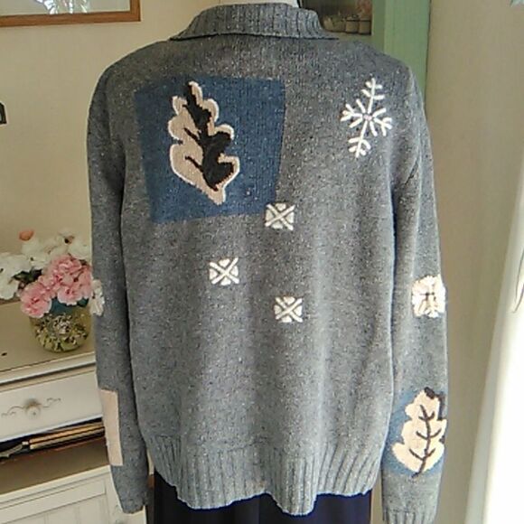 Vintage Holiday Lodge Embroidered Cardigan Sweater Twee - Picture 6 of 14